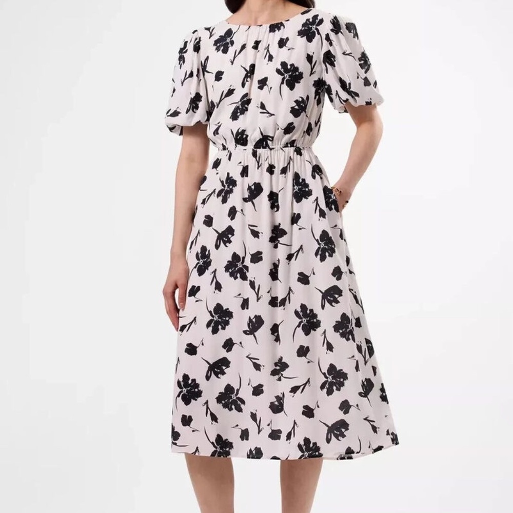 Amour Vert NWT Puff Sleeve Dress Aix White Size M